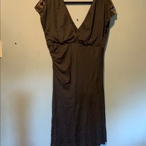 DVF wool dress with ruching sz 14 charcoal grey